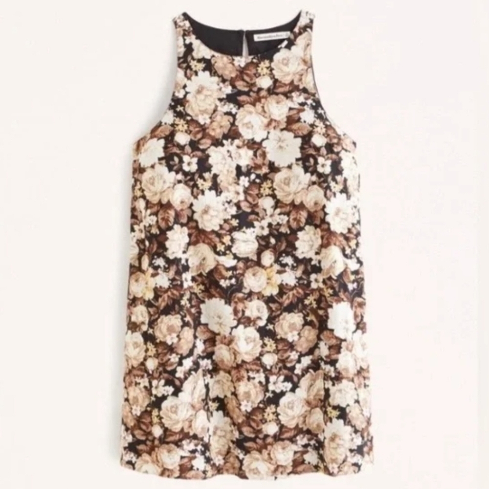 Abercrombe & Fitch Brown Black White Floral Sleeveless A-line Dress L